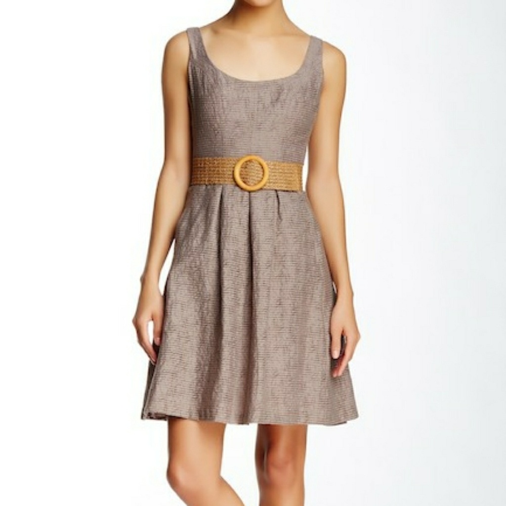 Nine West Burnout topstitch dress S6 belt not incl